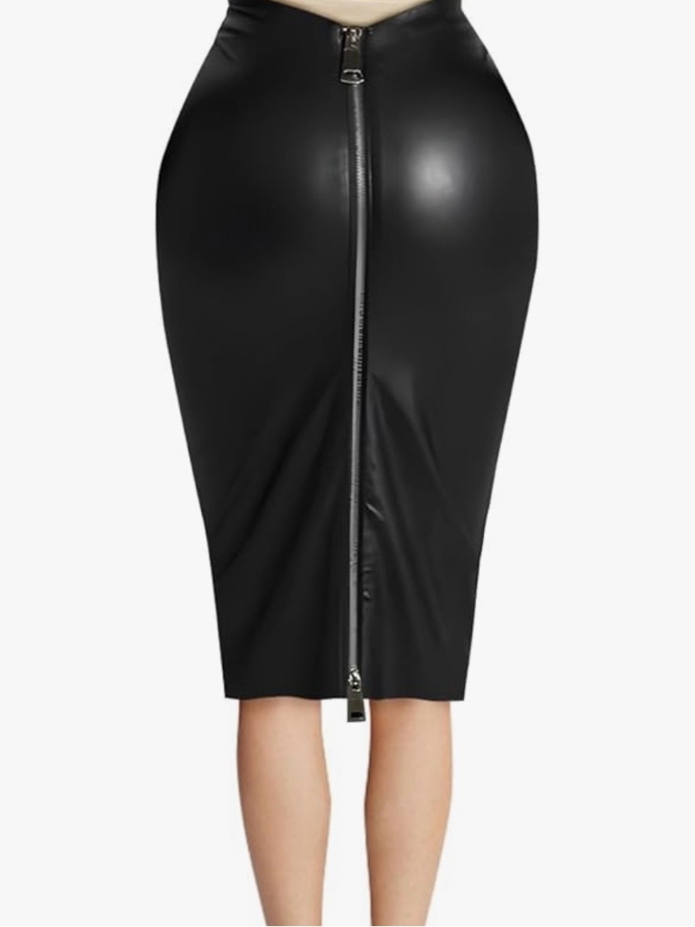 Black Faux Leather Pencil Skirt with Center Zip size 3X